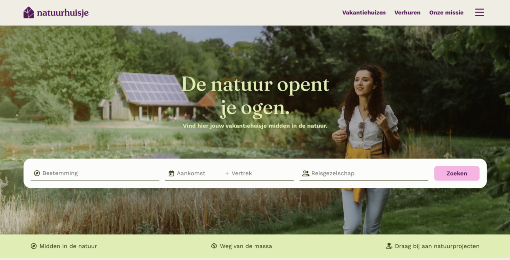 Natuurhuisje vakantieverhuur in België website screenshot