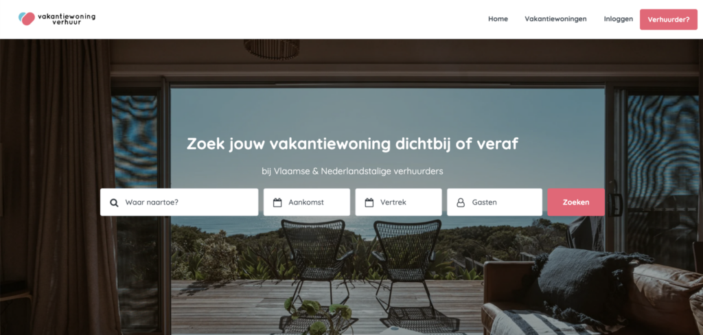 Screenshot vakantiewoning verhuur website